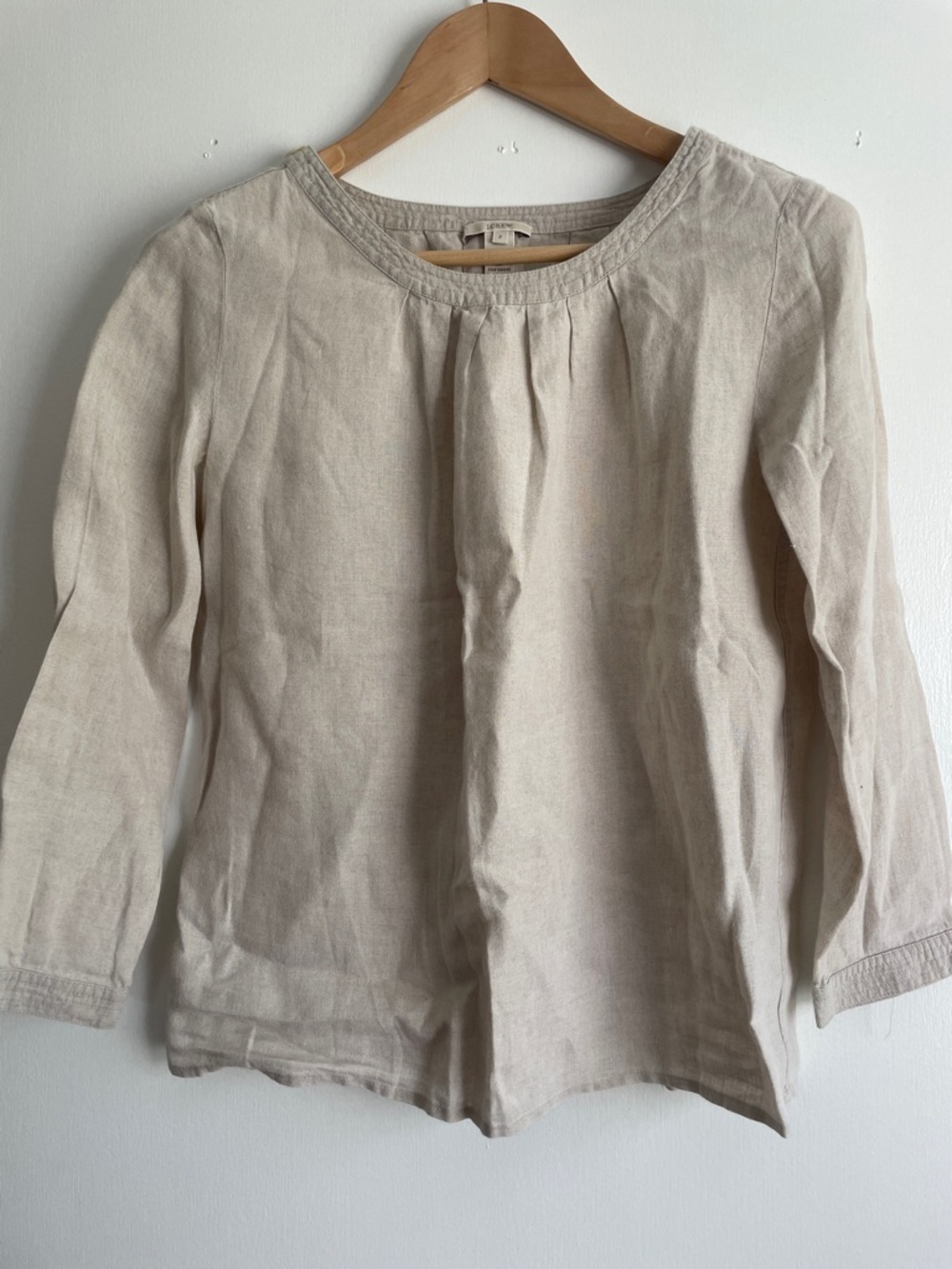 J.Crew Beige Linen Long-Sleeve Top